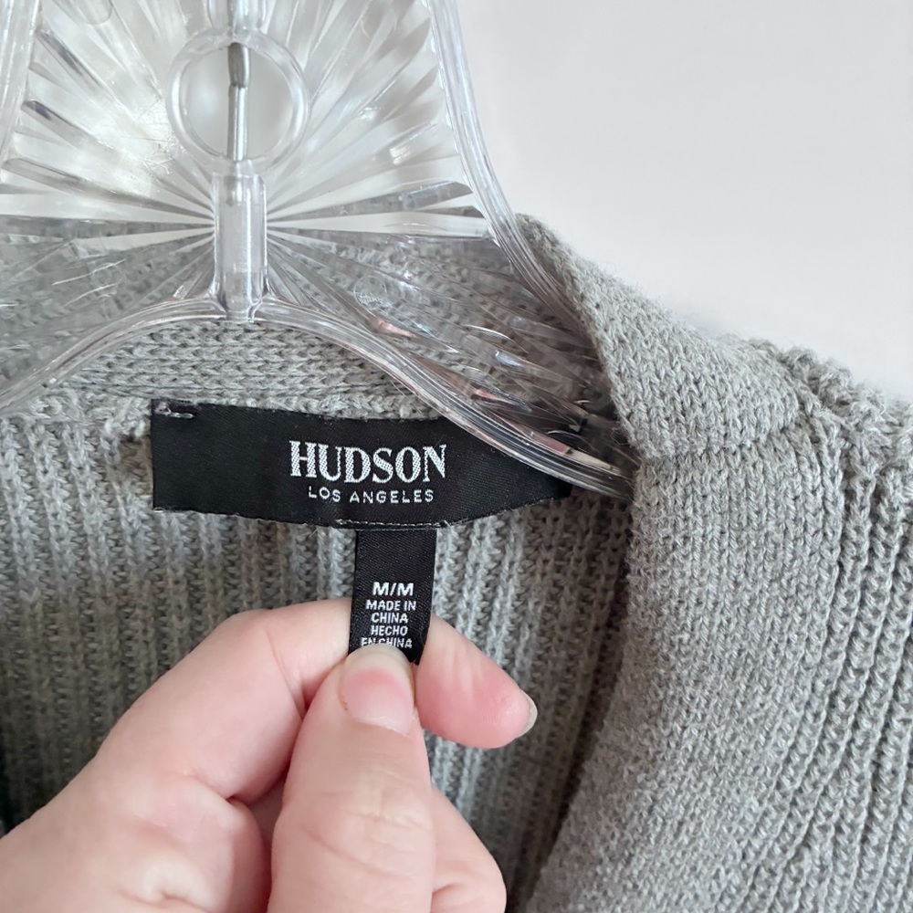 Hudson Los Angeles sweater cardigan gray knit button front relaxed fit - Picture 6 of 9